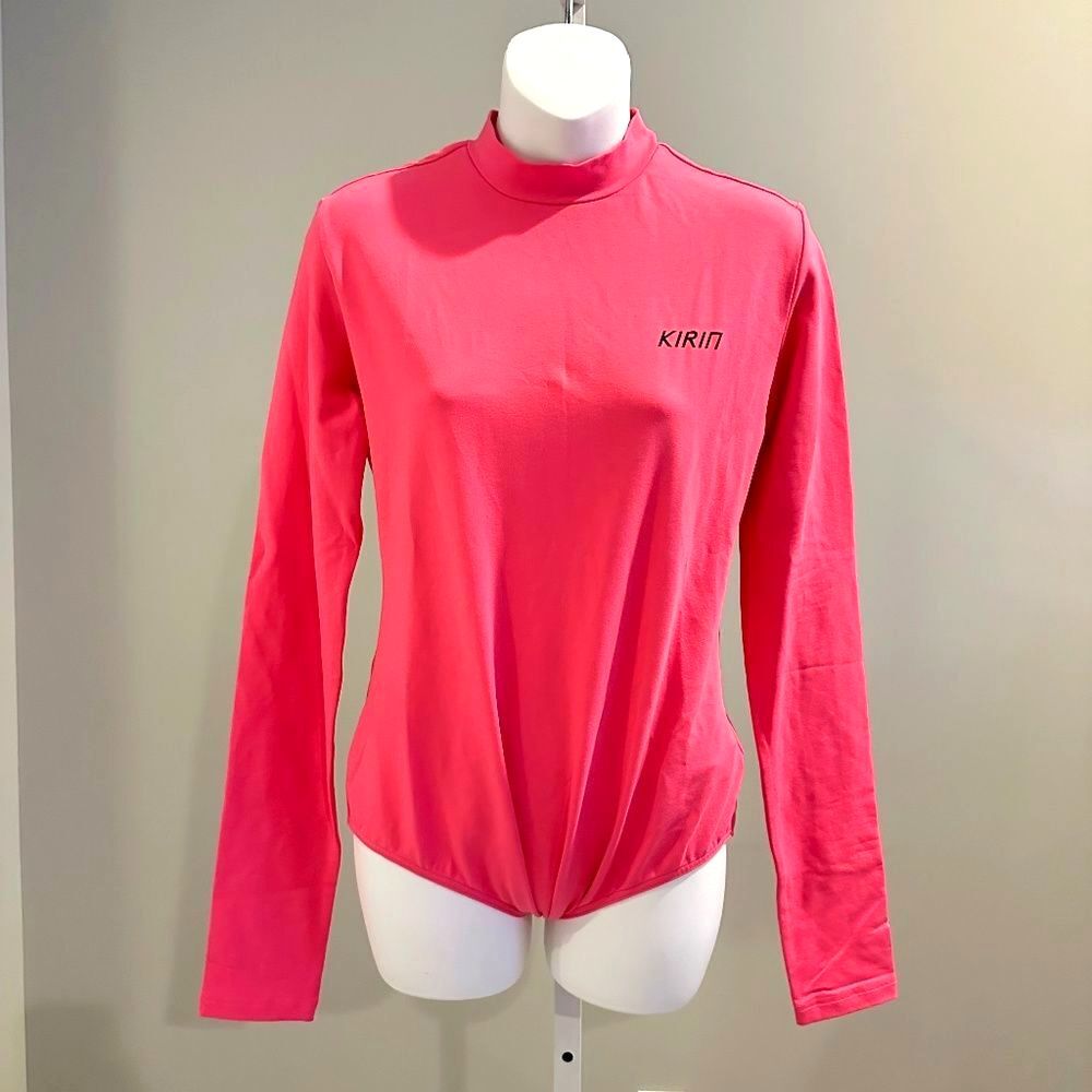 KIRIN Made in Italy Sporty & Sexy Pink Backless Bodysuit Sz L NWT $372